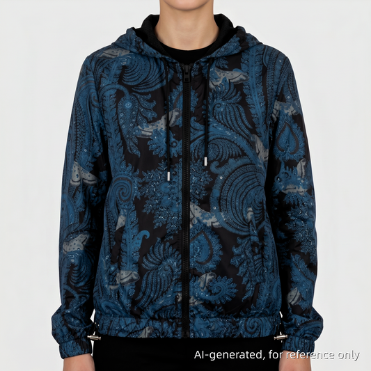 Givenchy Black/Blue Paisley Print Windbreaker Jacket Size S