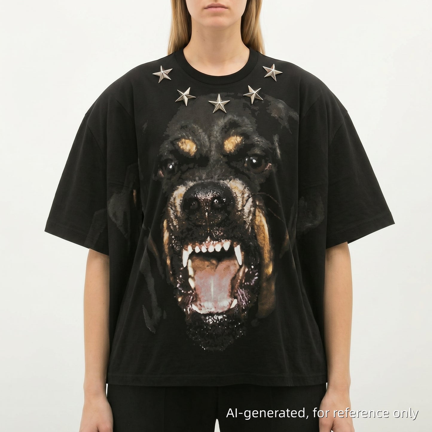 Givenchy Black Rottweiler & Star Print T-Shirt Size XXS