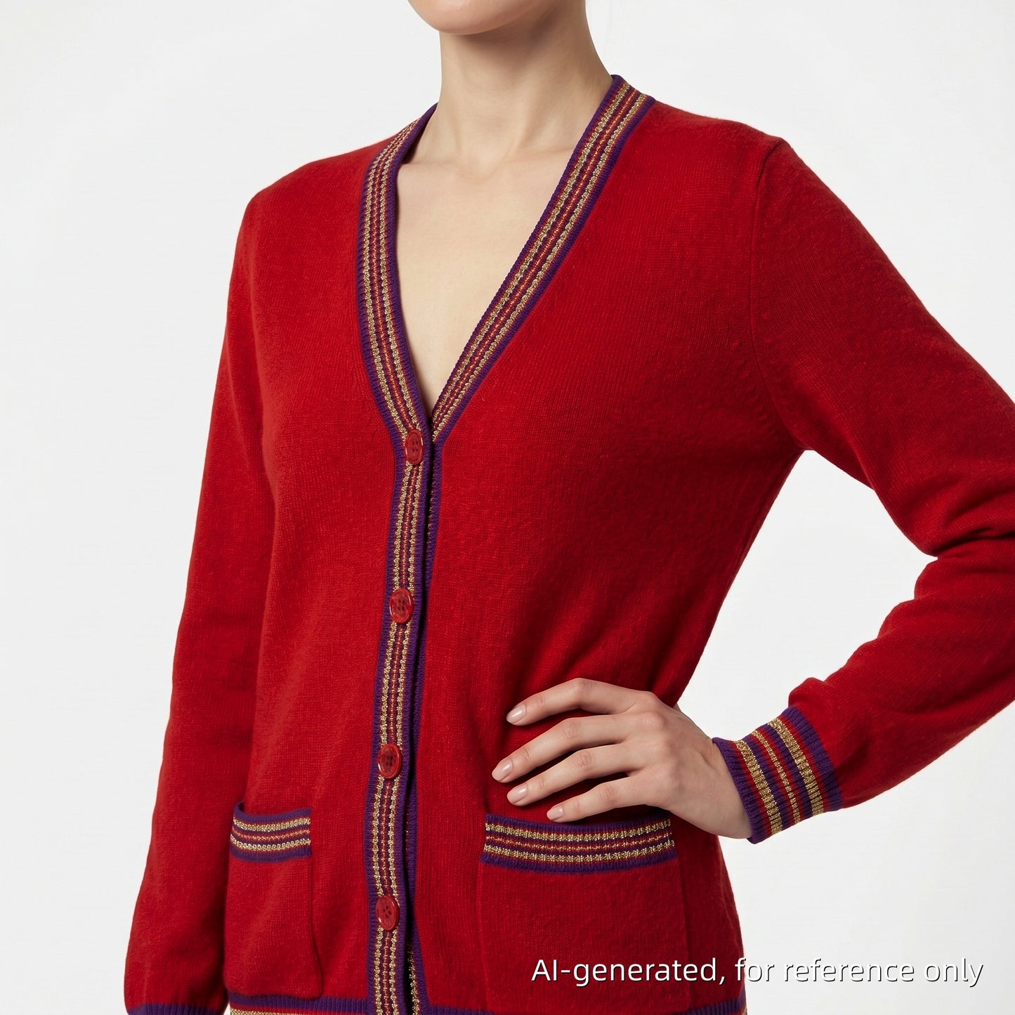 Gucci Color-Block Knit Cardigan Size XS Red/Purple/Yellow