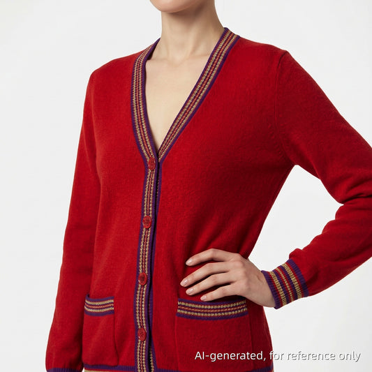 Gucci Color-Block Knit Cardigan Size XS Red/Purple/Yellow