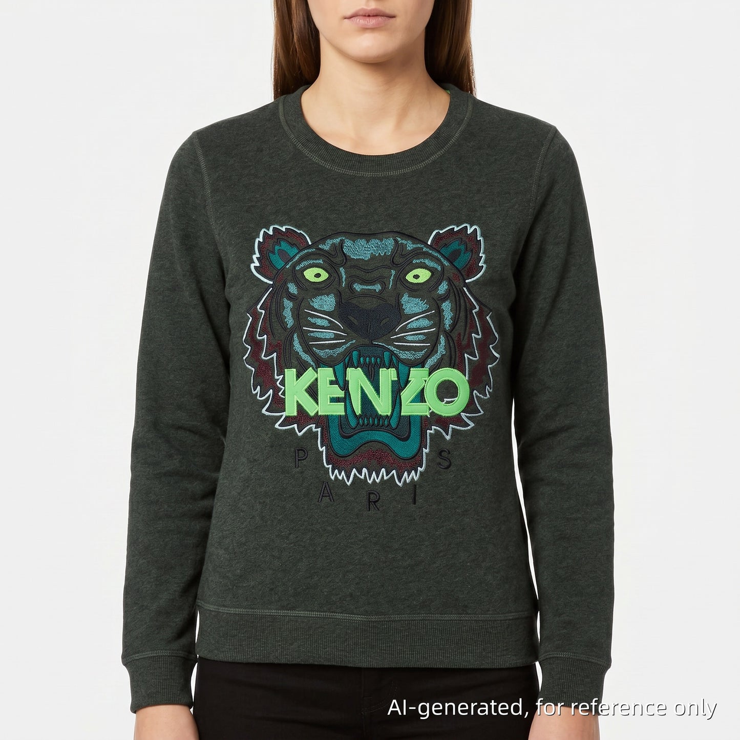 Kenzo Tiger Logo Sweatshirt Size S Forest Green