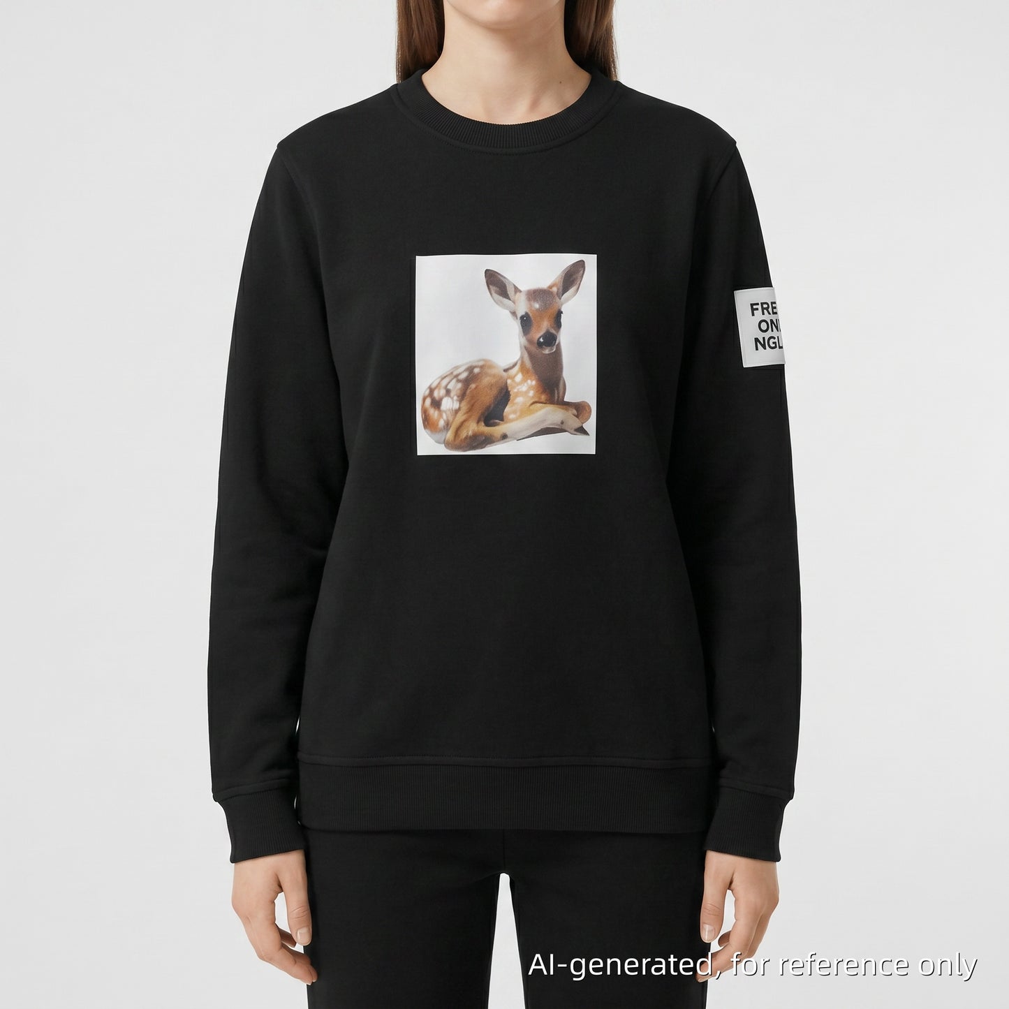 Burberry Bambi Print Cotton Sweatshirt Size S Black