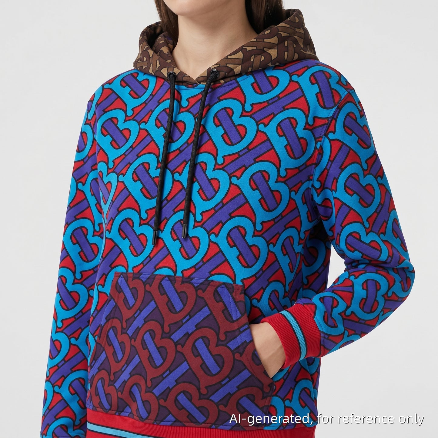 Burberry Monogram Print Hoodie Size S Multicolor