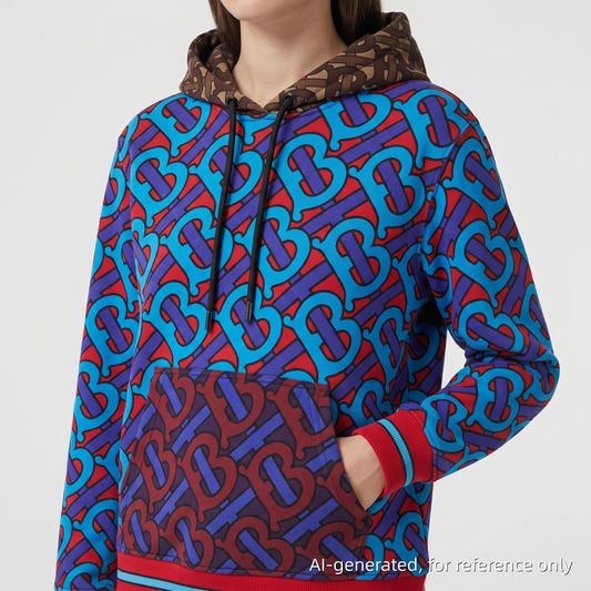 Burberry Monogram Print Hoodie Size S Multicolor