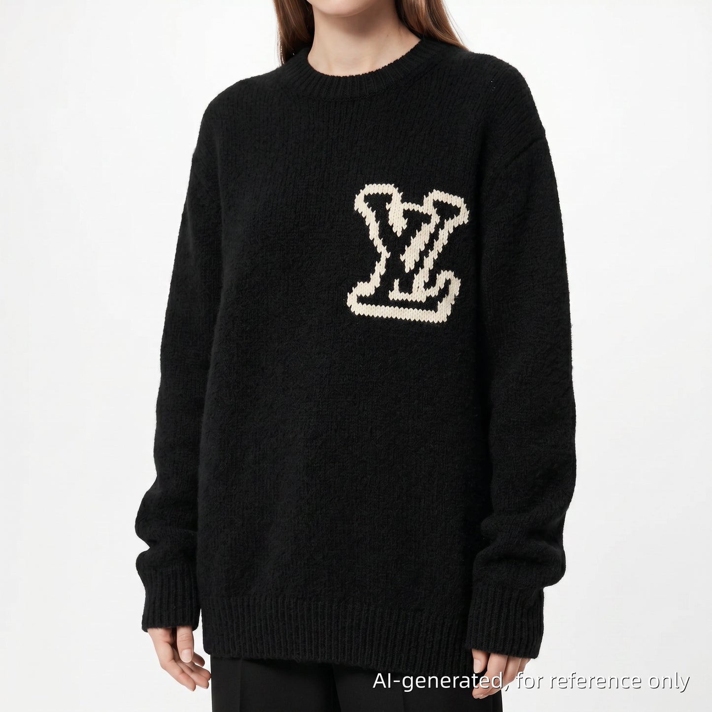 Louis Vuitton LV Logo Crewneck Sweater Size M Black
