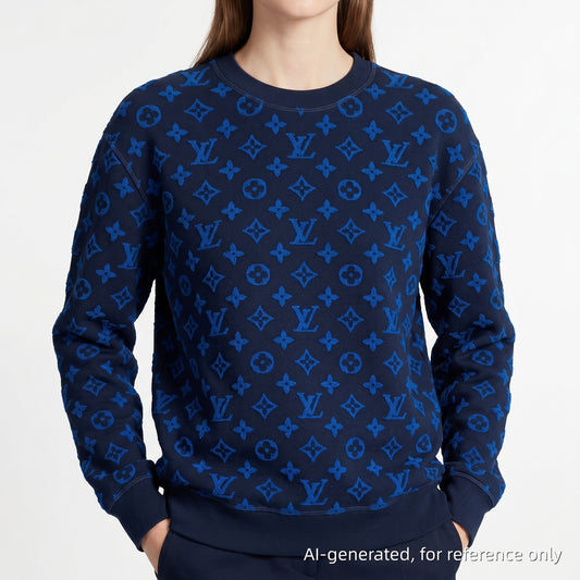 Louis Vuitton Monogram Crewneck Sweater Size M Black/Blue