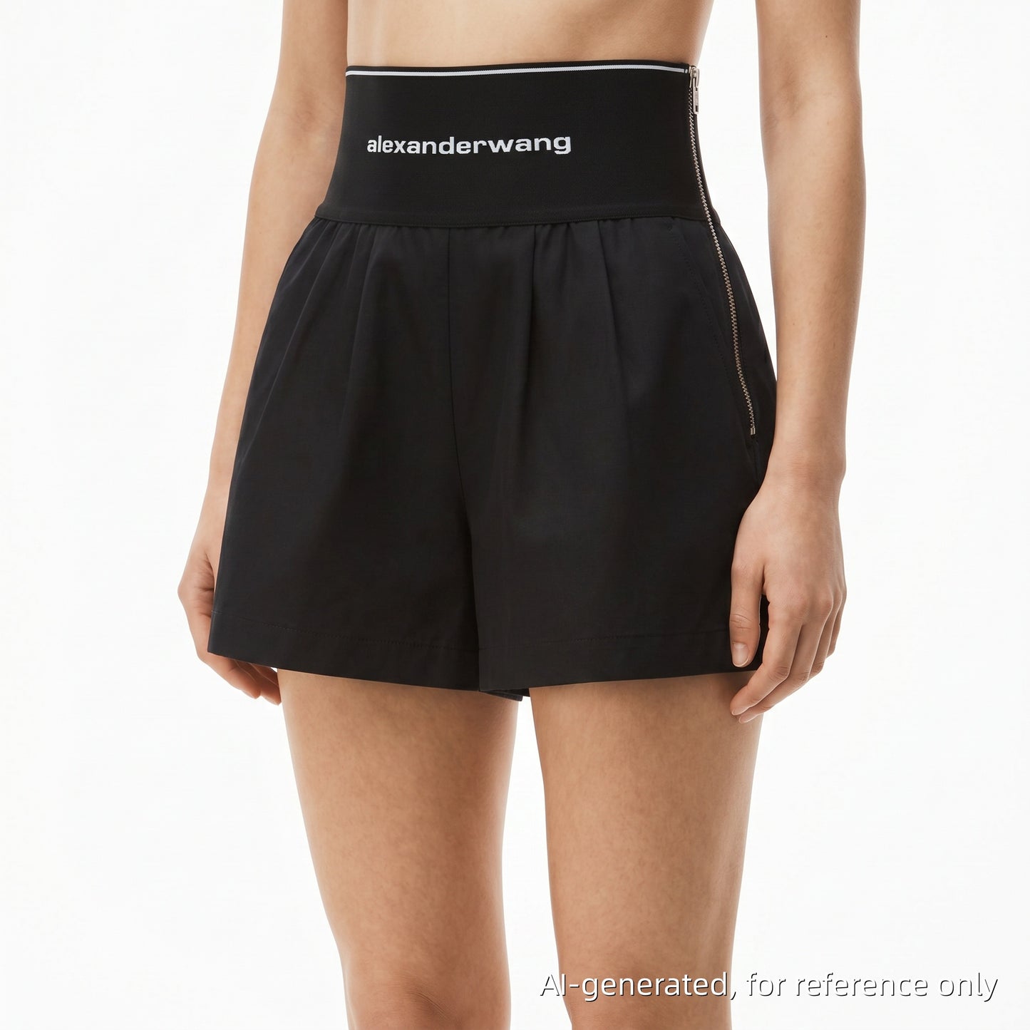 Alexander Wang Logo Waistband Shorts Size 6 Black
