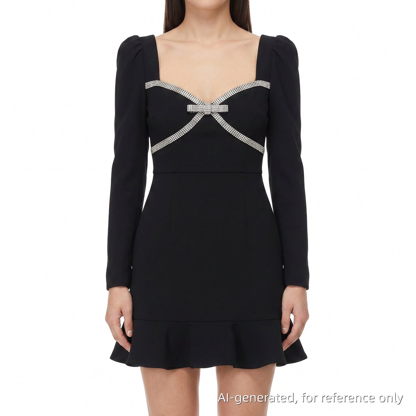 Self-Portrait Square Neck Mini Dress US 4 Black