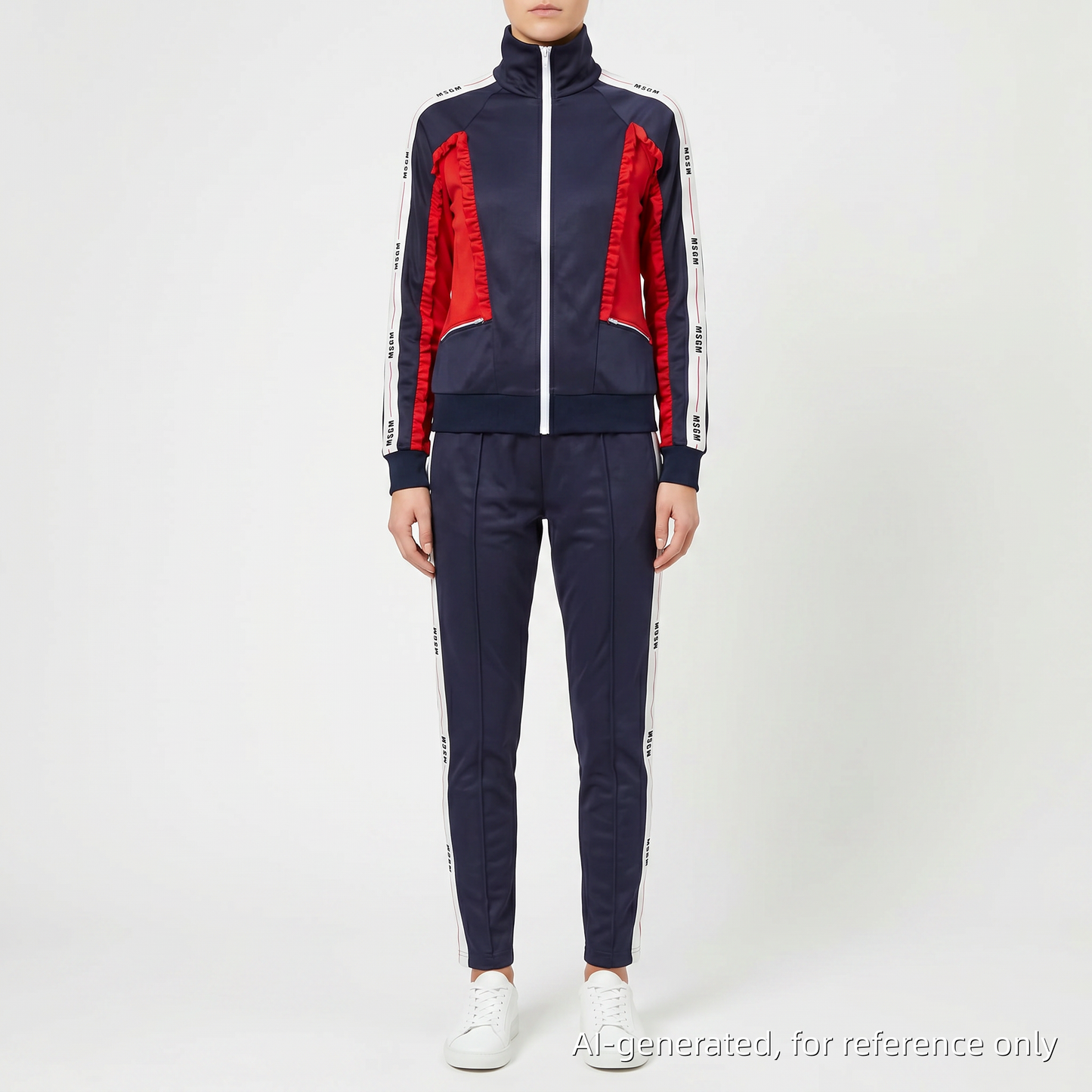 MSGM Navy Blue Colorblock Track Jacket & Pants Set