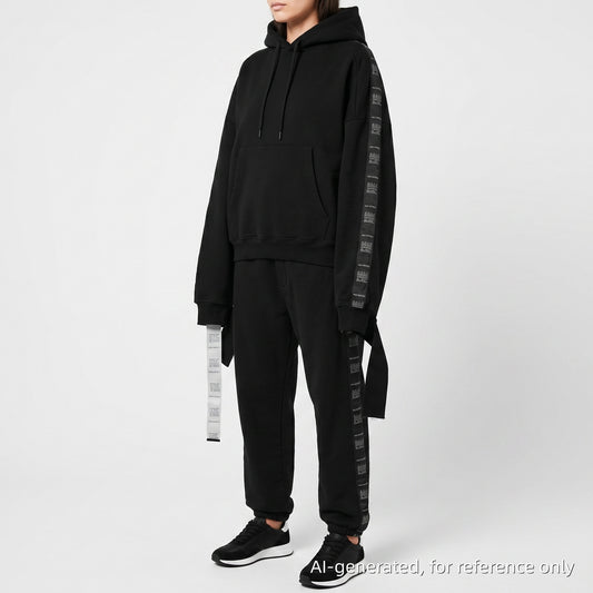 Vetements Black Logo Tape Hoodie & Track Pants Set