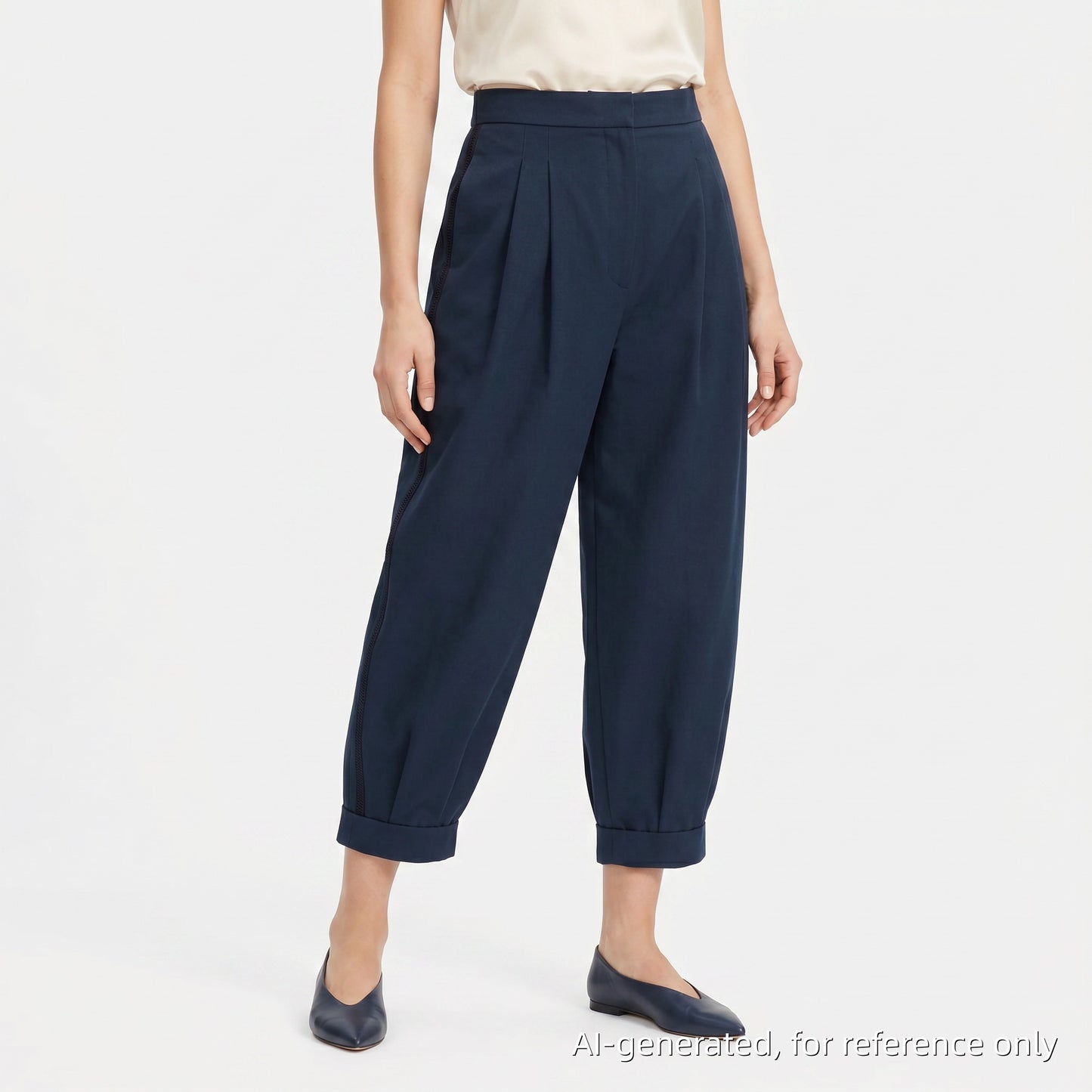 Fendi Navy Blue Balloon Cropped Trousers size 38
