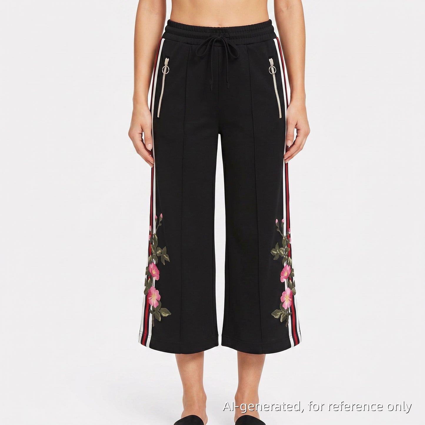 Gucci Floral Embroidered Web Stripe Cropped Track Pants Size XS