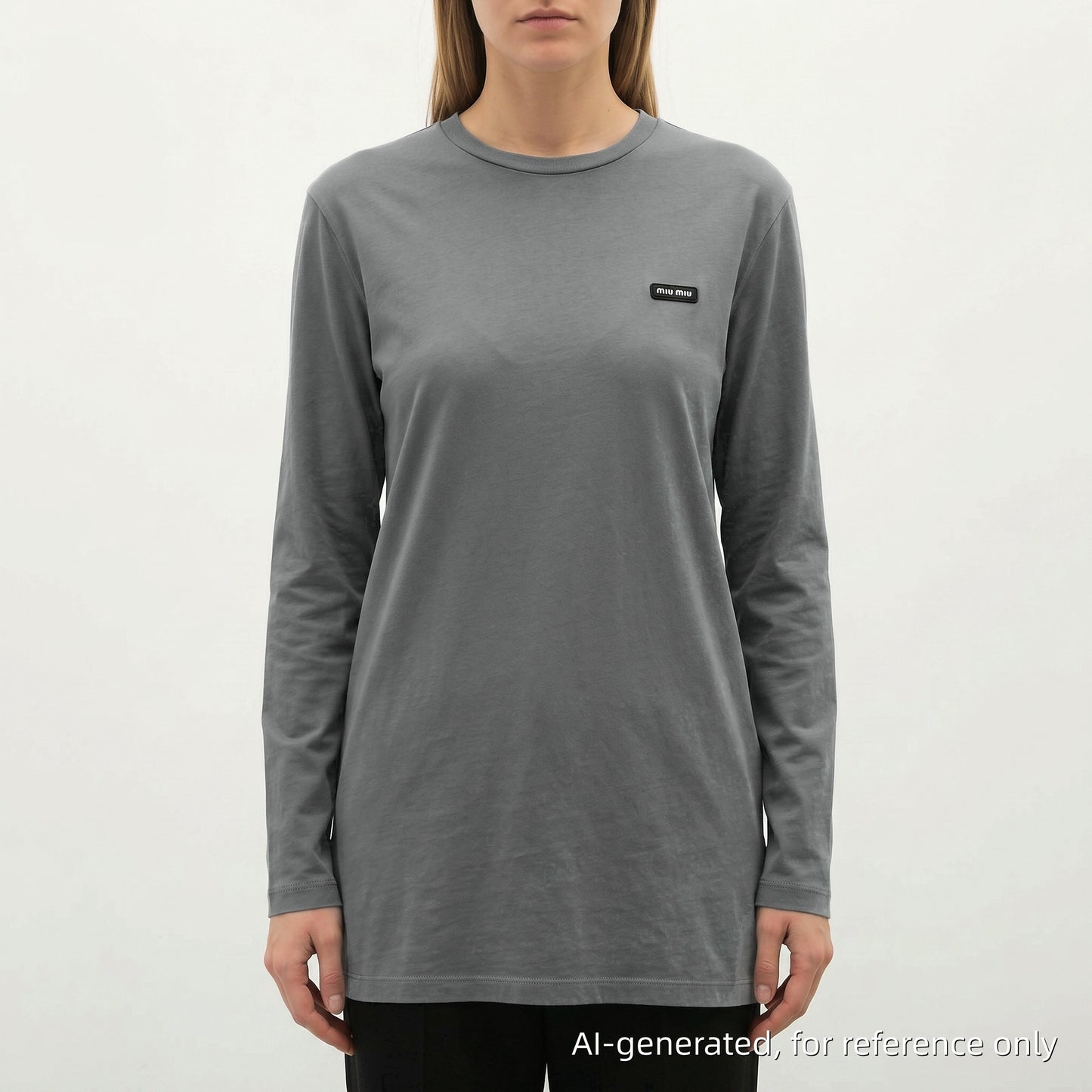 Miu Miu Grey Logo Long-Sleeve T-Shirt Size S
