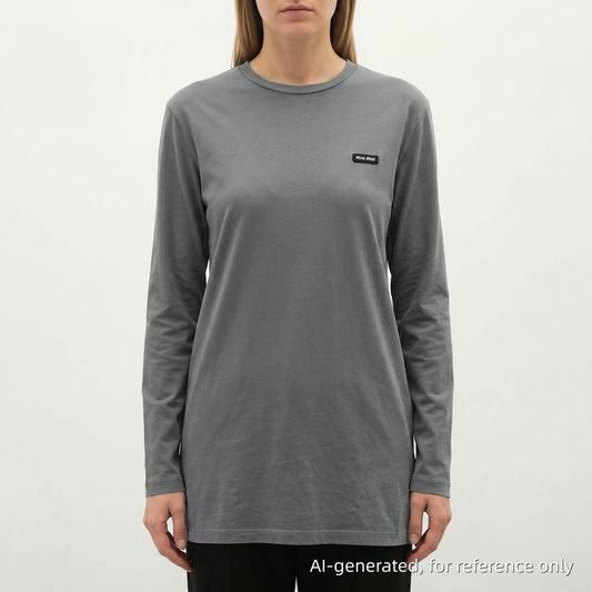 Miu Miu Grey Logo Long-Sleeve T-Shirt Size S