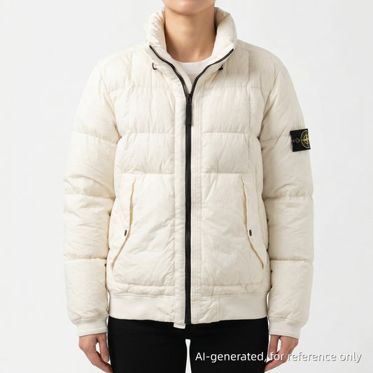 Stone Island White Hooded Down Jacket Size M
