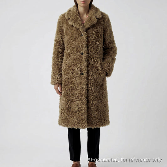 Sandy Liang Brown Faux Fur Long Coat Size XS