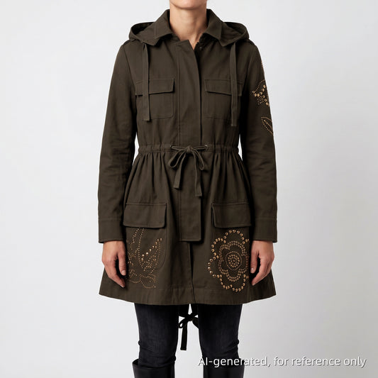 RED Valentino Detachable-Lining Parka Size 40 Taupe/Olive Green