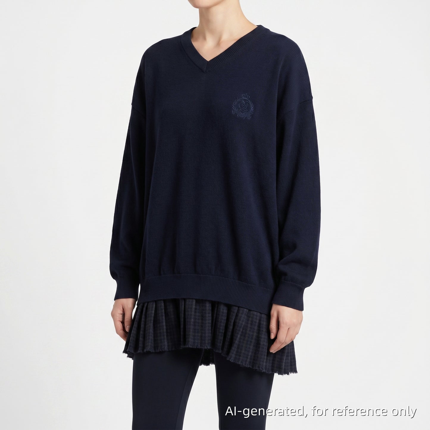 Balenciaga Crest Logo Knit Sweater Size M Navy Blue