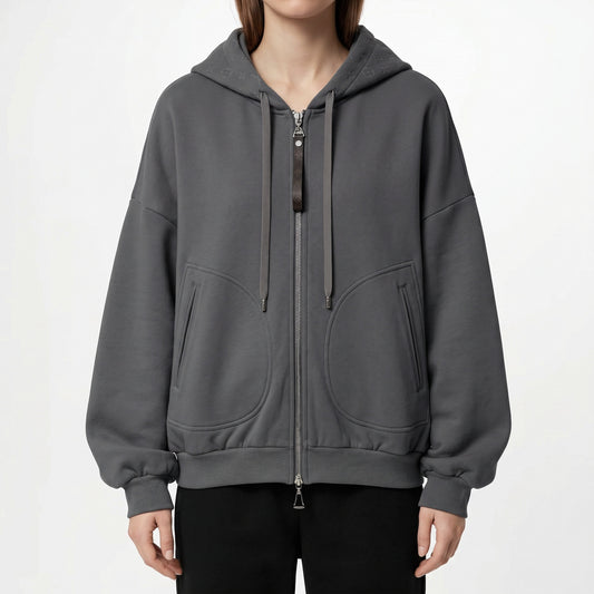 Louis Vuitton Monogram Zip-Up Hoodie Size M Grey