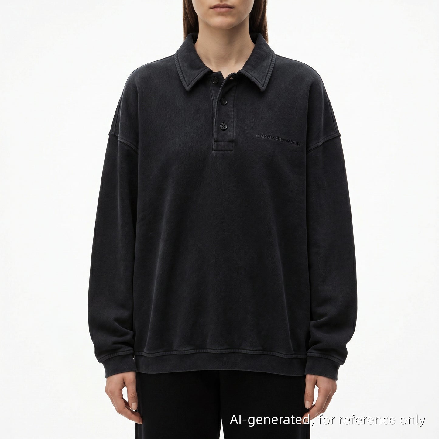 Alexanderwang Long Sleeve Polo Sweatshirt Size XS Black