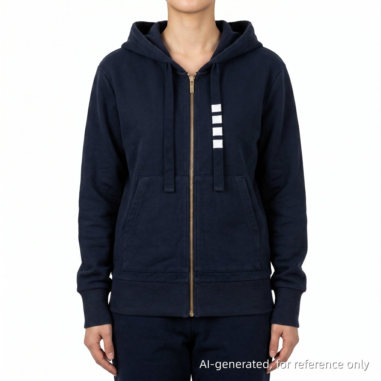 Thom Browne Classic 4-Bar Zip-Up Hoodie Size 40 Navy Blue