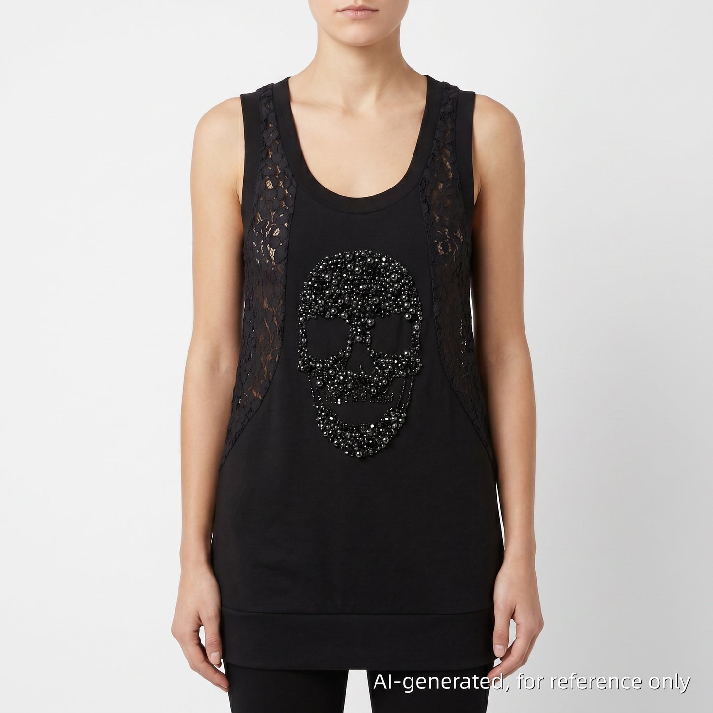 Philipp Plein Crystal Skull Mesh Tank Top Size S