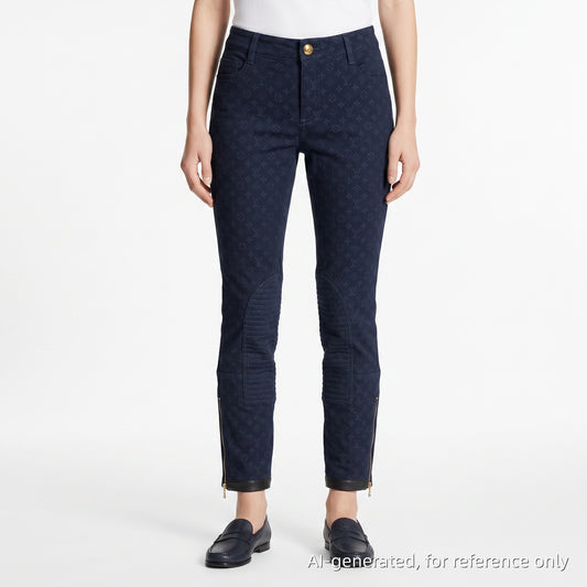 Louis Vuitton Monogram Navy Slim Fit Pants Size 36