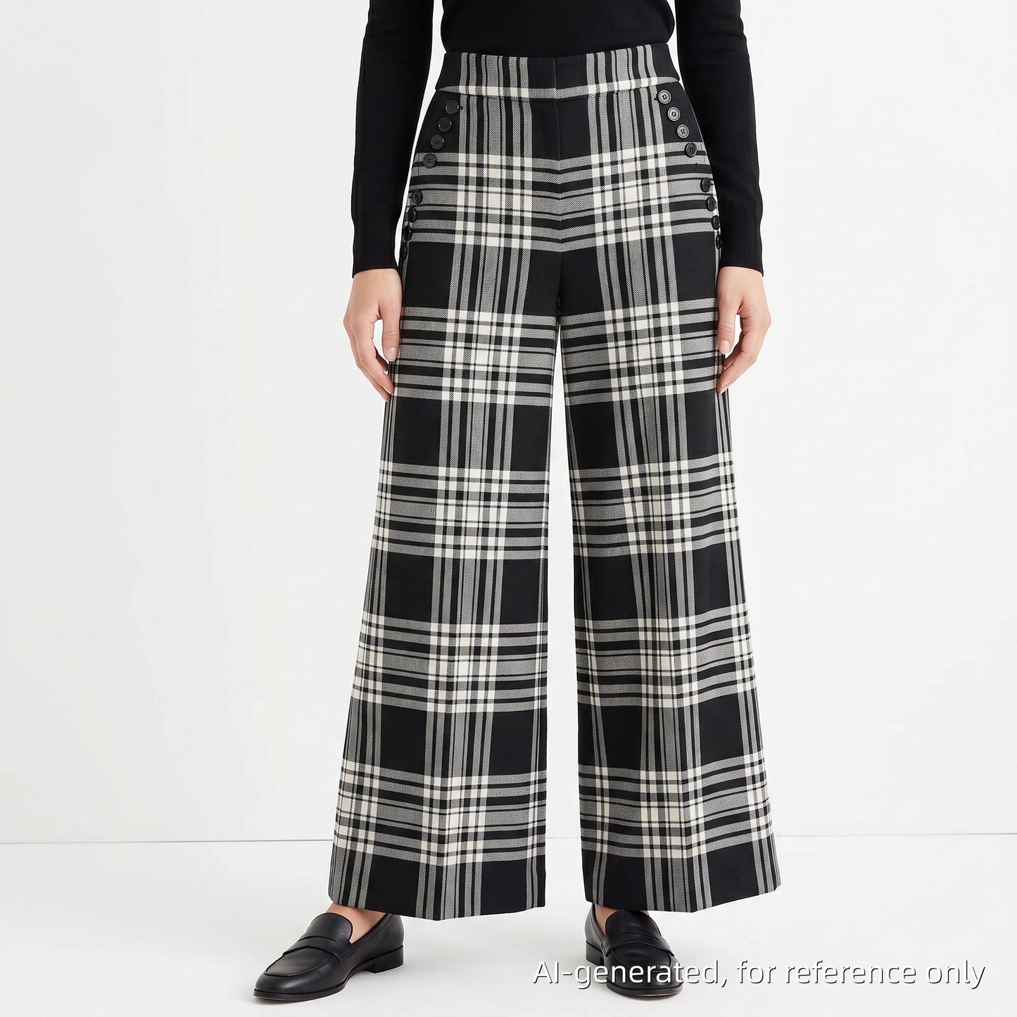 Alexander Wang Black & White Plaid Wide Leg Cropped Pants Size 0