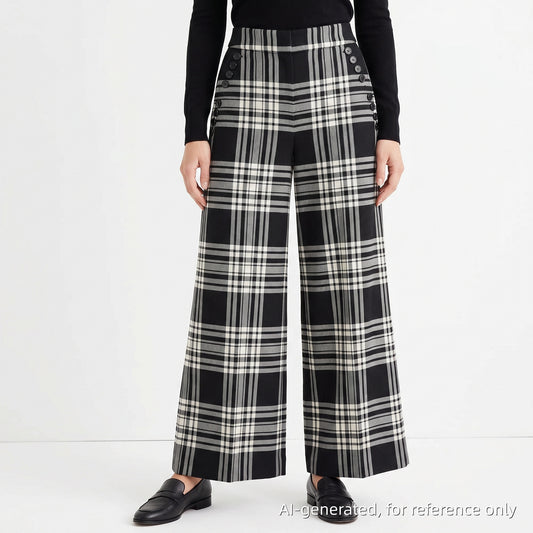Alexander Wang Black & White Plaid Wide Leg Cropped Pants Size 0