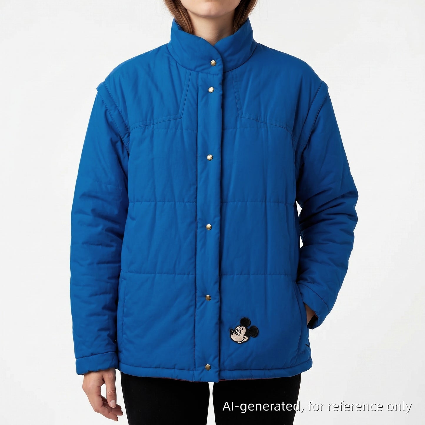 Gucci × Disney Mickey Detachable Sleeve Quilted Puffer Jacket Blue Size 42