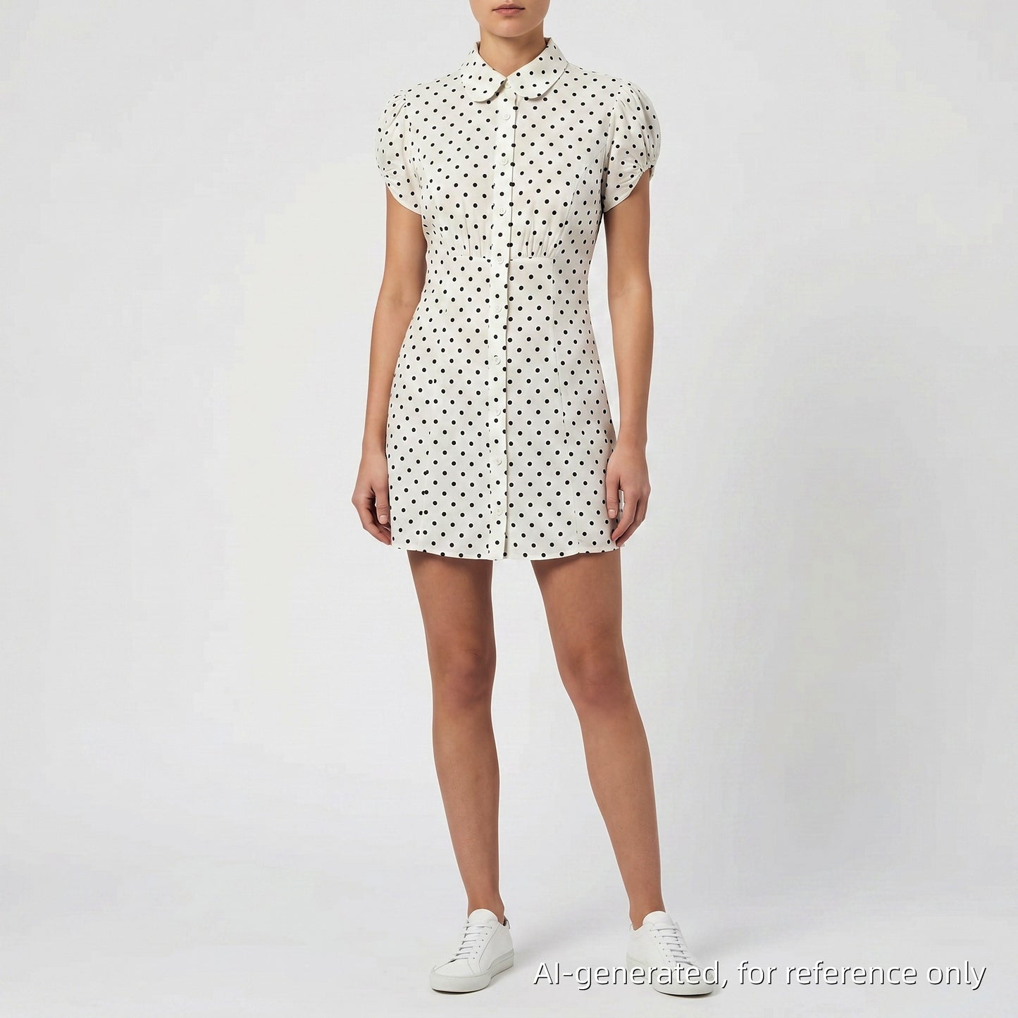 GUIZIO Black & White Polka Dot Shirt Dress S