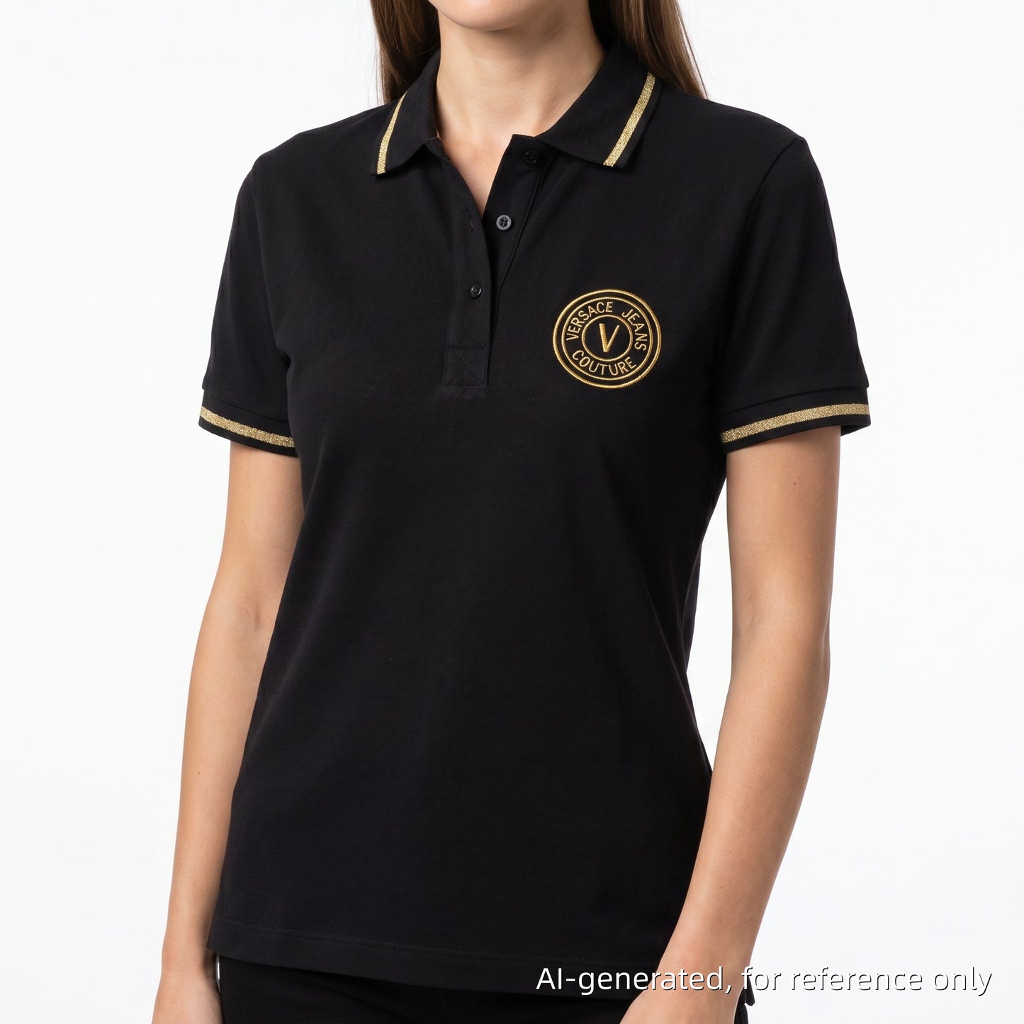 Versace Jeans Couture Logo Polo Shirt Size L Black