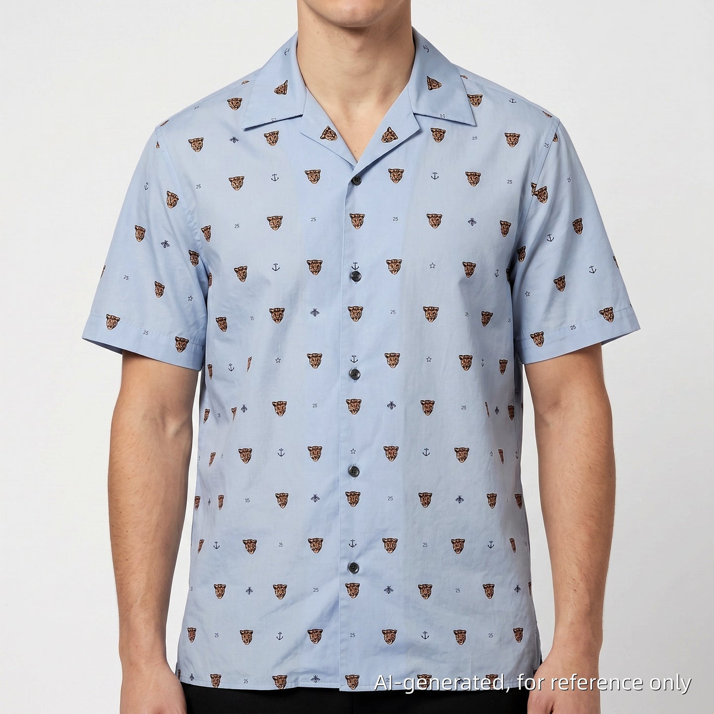 Gucci Tiger Head Print Bowling Shirt Size 48 Light Lavender