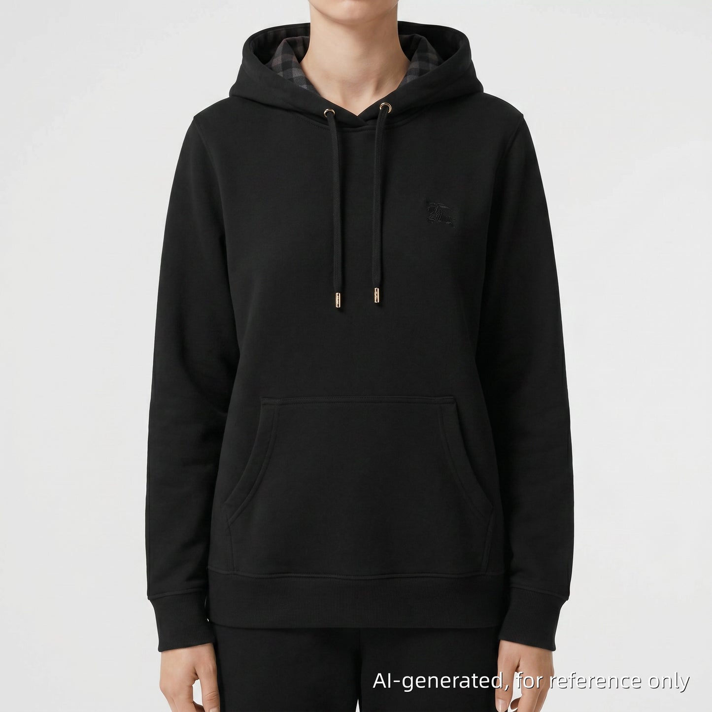 Burberry Embroidered Logo Hoodie Size L Black