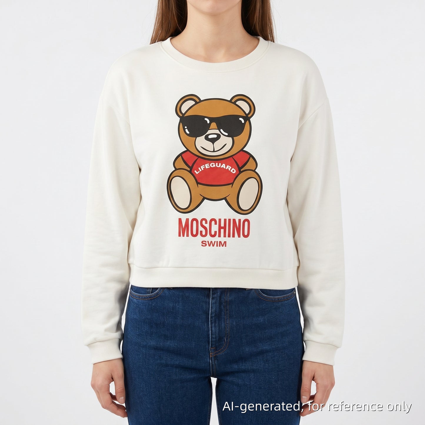 Moschino Teddy Bear Logo Sweatshirt Size US S White