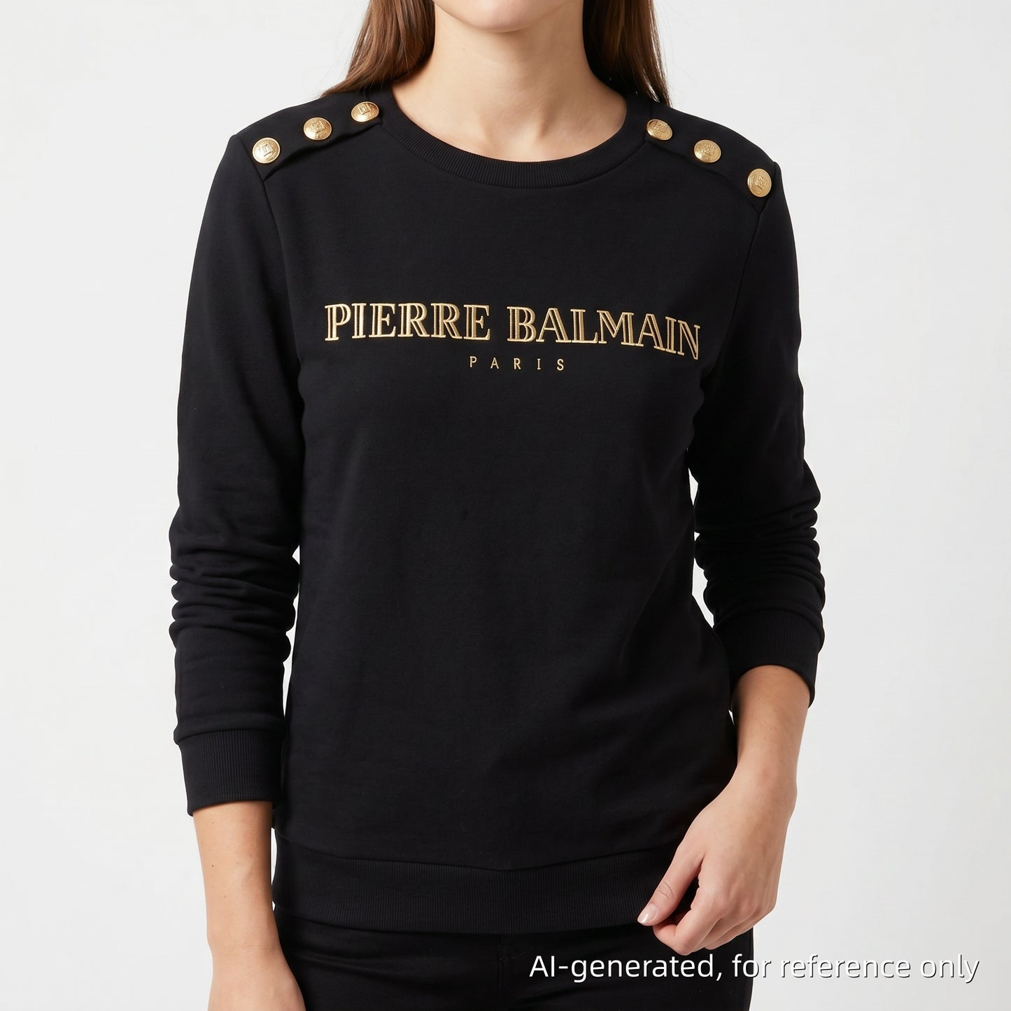 Pierre Balmain Logo Sweatshirt Size 40 Black/Gold