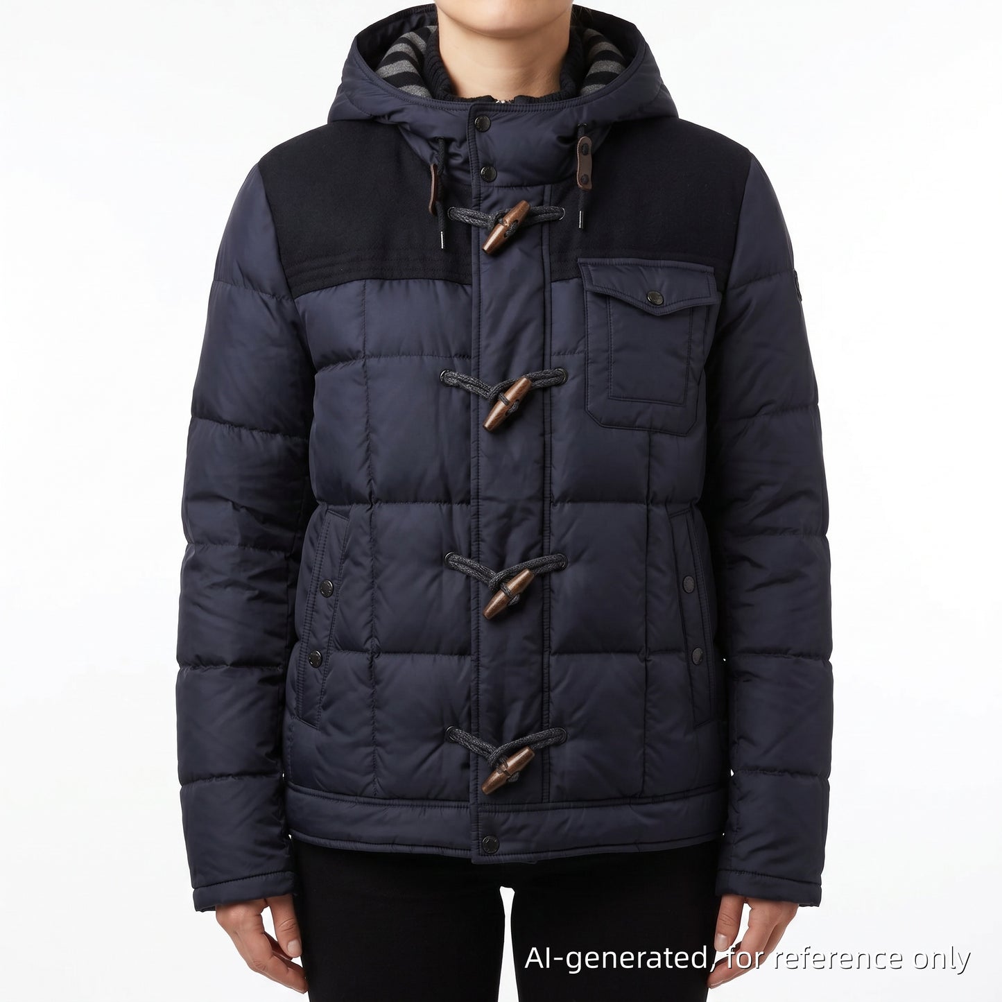 Moncler Hooded Down Jacket Size 7 Navy Blue/Black