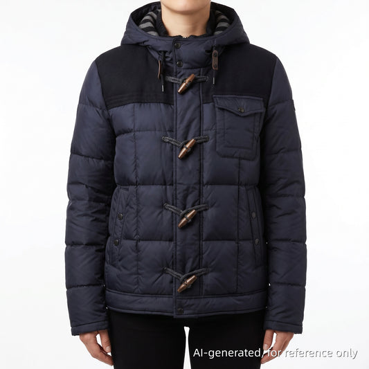 Moncler Hooded Down Jacket Size 7 Navy Blue/Black