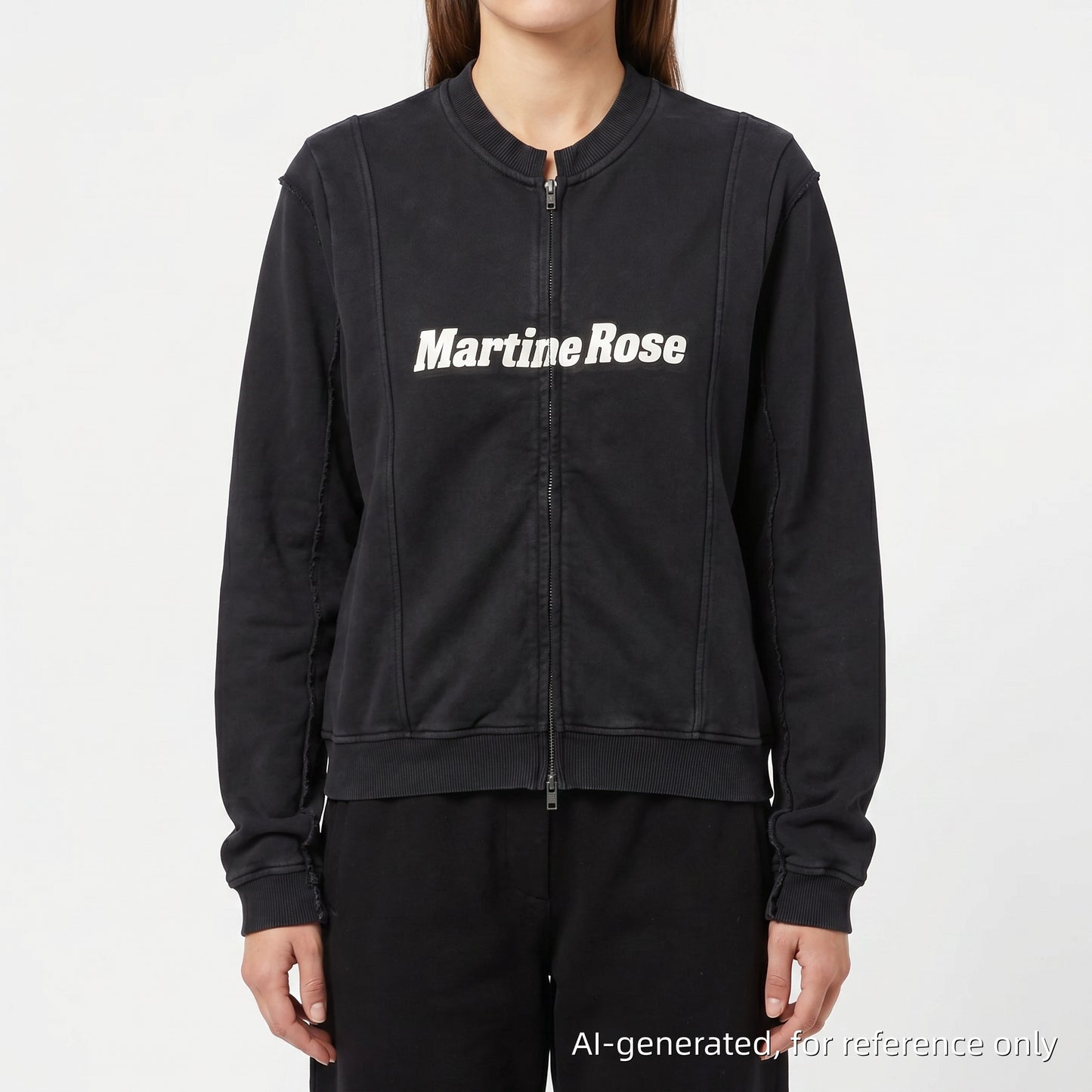 Martine Rose Logo Half-Zip Cropped Hoodie S Black
