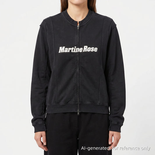 Martine Rose Logo Half-Zip Cropped Hoodie S Black