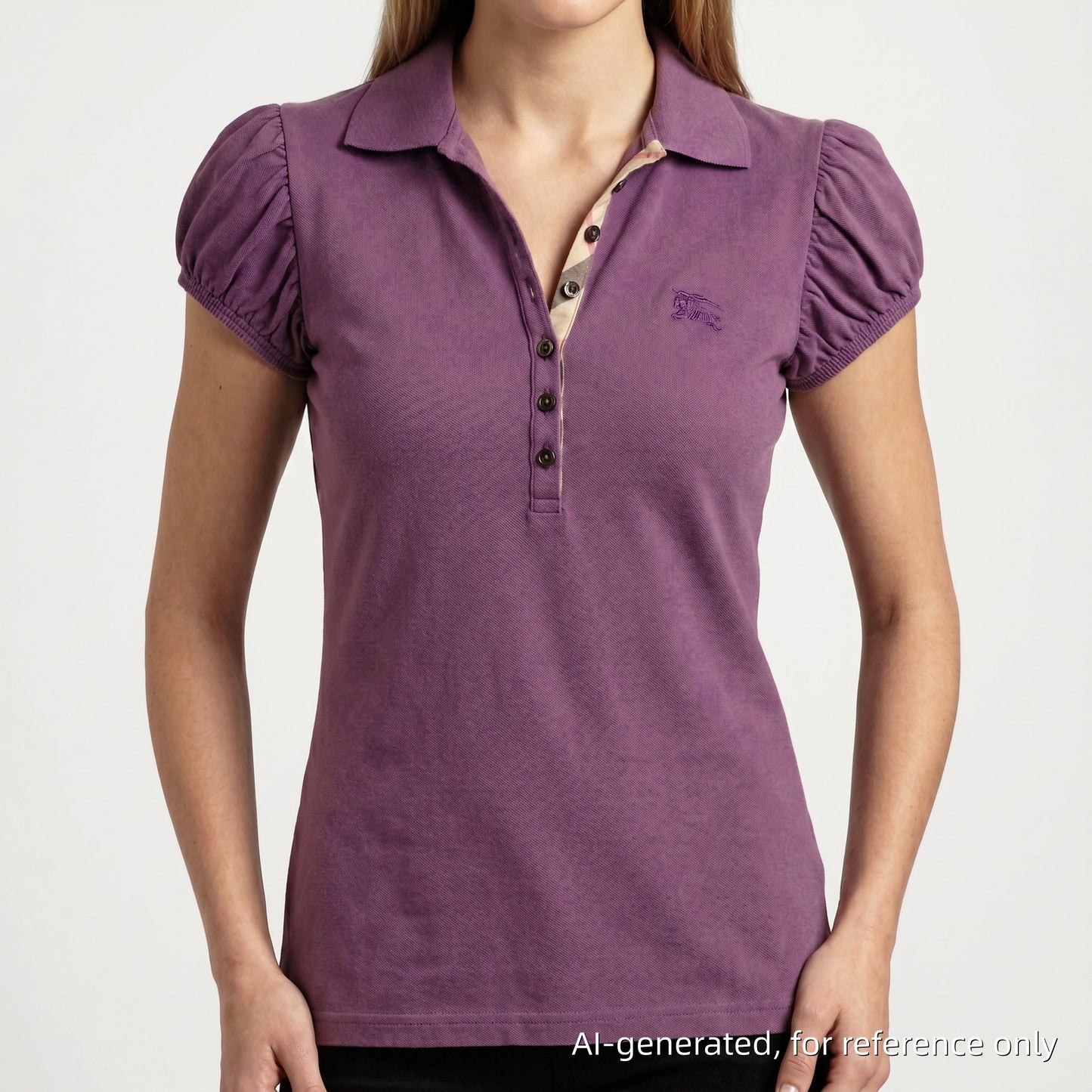 Burberry Brit Puff Short Sleeve Polo Shirt Size M Purple