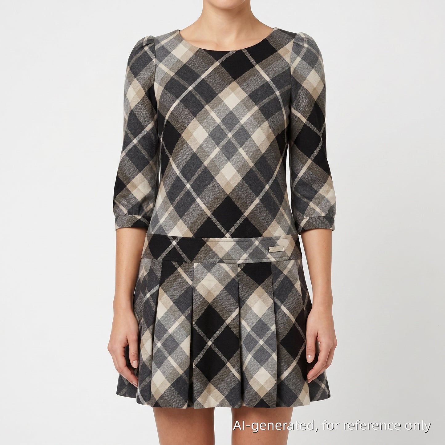 Burberry Blue Label Check Flared Mini Dress Size 38 Black/White/Grey