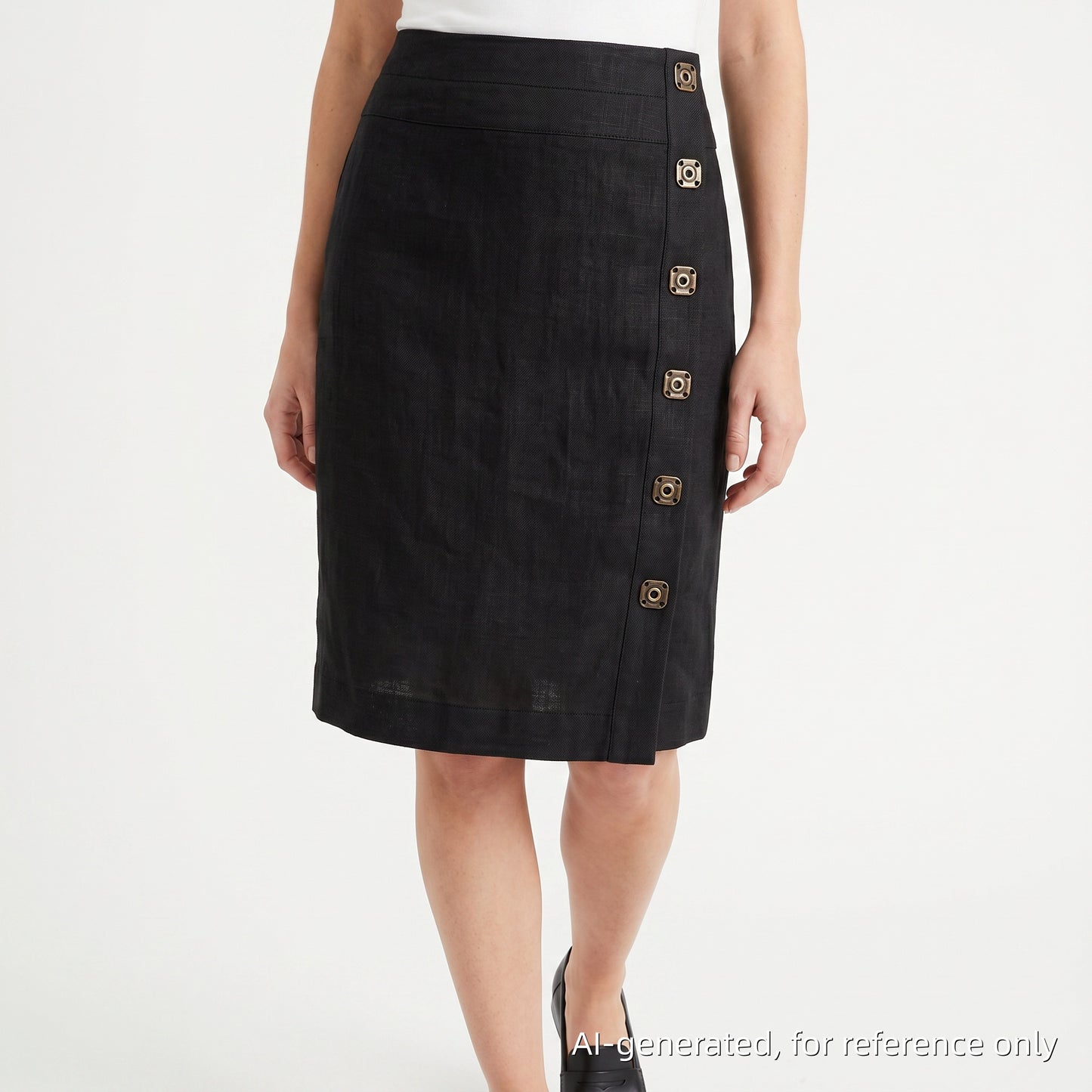 Versace Black Textured Pencil Midi Skirt Size 38 W26 L22 Inches