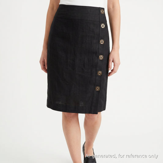 Versace Black Textured Pencil Midi Skirt Size 38