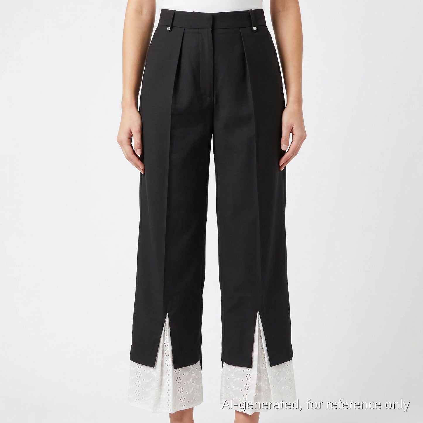 Passage du Vent Contrast Cuff Straight Trousers Size S Black/White