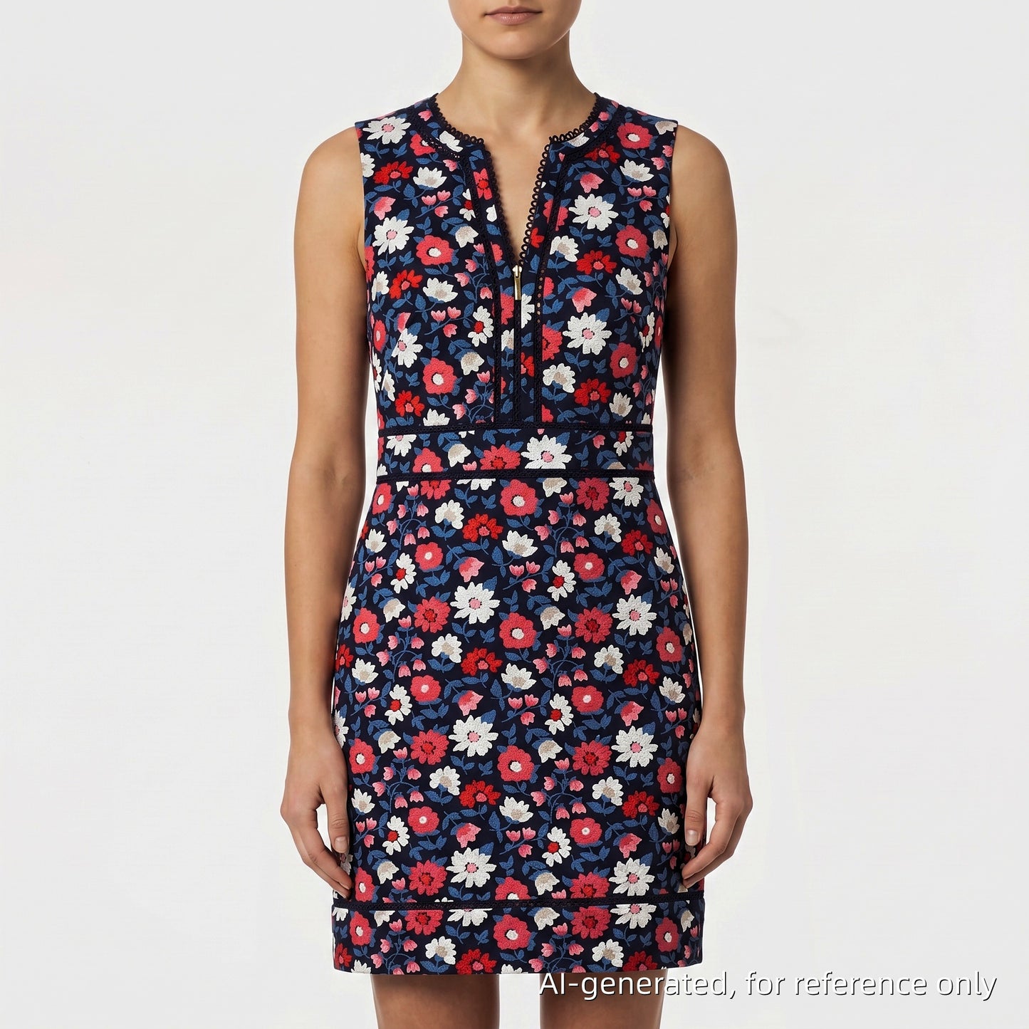 Kate Spade Floral Print Sleeveless Mini Shift Dress Size 0 Red/White/Blue