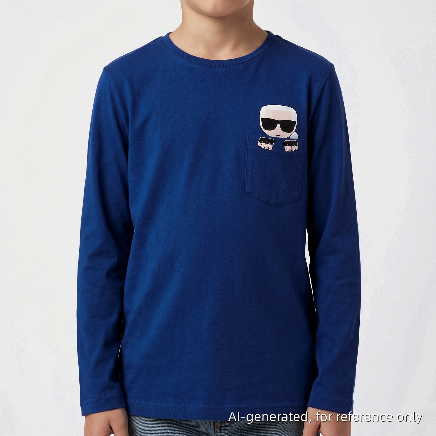 Karl Lagerfeld Kids Royal Blue Graphic Long Sleeve Tee Size 14Y (162cm)