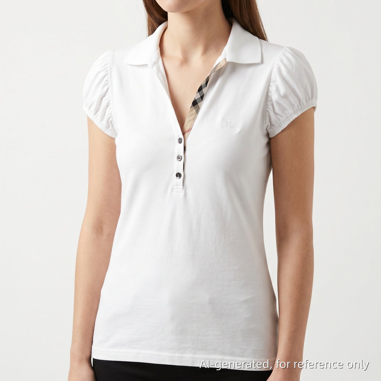 Burberry Puff Short Sleeve Polo Jersey Top Size S White