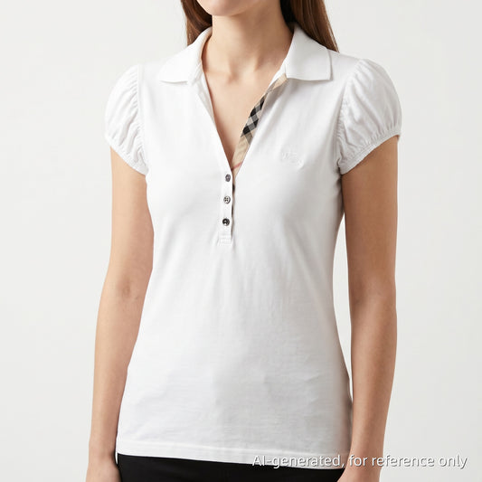 Burberry Puff Short Sleeve Polo Jersey Top Size S White