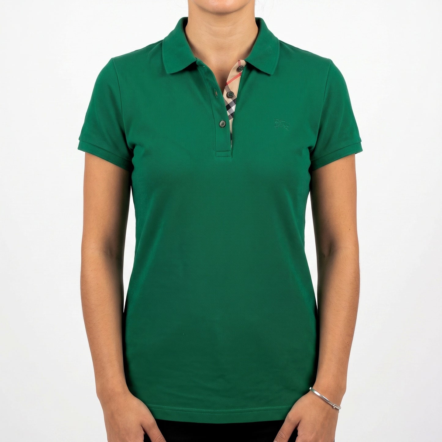 Burberry Cotton Embroidered Logo Short Sleeve Polo Shirt 14Y Dark Green